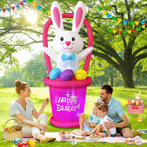 Conejo de Pascua Inflable y Huevos Coloridos, Decoraciones Inflables de Feliz Pascua para Fiestas, Jardín, Césped y Exteriores - Product Image 3