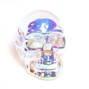 بيع مباشر من المصنع جمجمة زجاجية مزخرفة بمناطق الهالوين المرعبة ديكور طاولة حامل شموع زجاجي لامع - Product Image 1