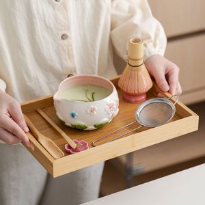 Seven-Piece Lovely Flower Design Matcha Chawan <b>Set</b> Cute Matcha <b>Tea</b> Bowl Ceramic Eco-Friendly Durable Pink Flower Coffee&<b>Tea</b> <b>Set</b> - Product Image 1