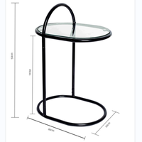 Table d'appoint de café d'extrémité d'accent en métal noir de forme ovale moderne directement en usine