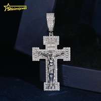 Pendentif Hip Hop 2 pouces en Argent 925 avec Moissanite, style Iced Out, motif Jésus sur la Croix, Bijoux de Rappeur