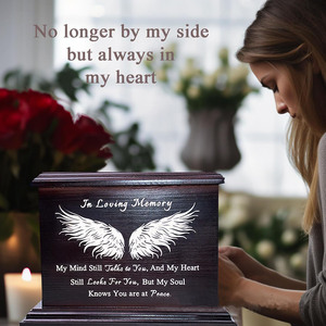 Wooden Pet <b>Urn</b> Rectangle Solid Wood Durable Memorial Box For <b>Cat</b> Dog Funeral Keepsake - Product Image 4