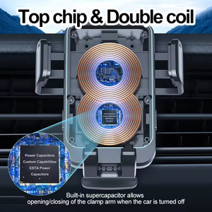 Venta al por mayor 15W Dual Coil Wireless Car Charger para Galaxy <span class=keywords><strong>Z</strong></span> <span class=keywords><strong>Flip</strong></span> 4 <span class=keywords><strong>3</strong></span> para iPhone Auto Clamp Fast Car Charging Phone Mount Holder - Product Image 3