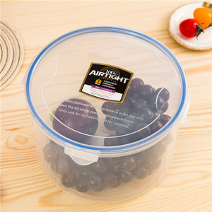 Round Sealed Plastic Food <b>Storage</b> <b>Container</b> Set 5 Piece Clip On Lid <b>Kitchen</b> Picnic Use Transparent Solid Color - Product Image 4