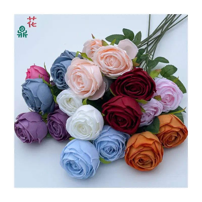 Các Nhà Sản Xuất Bán Buôn 3 Đầu Nữ Hoàng Rose Wedding Vẻ Đẹp Chen Bố Trí Lụa Hoa Sân Khấu Đường Dẫn Trang Trí Nhân Tạo Hoa