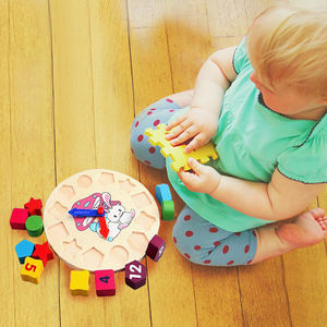 Montessori Giocattolo di Legno Educativo Forma Ordinamento Orologio Blocchi di Puzzle Di Insegnamento Tempo Numero di Blocchi Di Puzzle Sorter Puzzle - Product Image 2