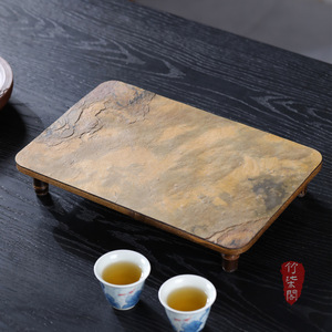 Bamboo Rock <b>Tea</b> <b>Tray</b> Natural Cliff Stone Handmade Dry Brewing <b>Tea</b> Set <b>Tray</b> Traditional Teaware - Product Image 1