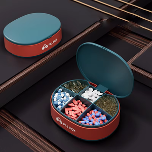 Scatola di plastica portatile per medicinali in Silicone rettangolare a forma rotonda con Design classico per il distributore di gioielli in metallo - Product Image 4