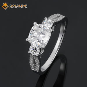 Anillo personalizado de joyería Goldleaf, oro blanco de 10k/14k, corte cojín, 1ct/2ct/3ct, diamante cultivado en laboratorio DEF VVS VS - Product Image 1