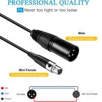 Kabel Adaptor Mini XLR 3-Pin ke Female Berkualitas Tinggi 3m Berlapis Emas dengan Selubung PVC Seimbang untuk Konsol Suara Speaker
