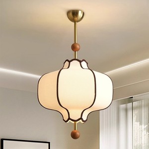Vintage French Style Fabric Pendant <b>Light</b> Round Led E26 Single Head For Bedroom <b>Dining</b> Room Bar Counter - Product Image 3