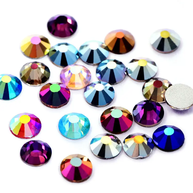 Low Price Round Shape Rhinestones Crystal Ab Glass Rhinestones In Bulk For Jewelry