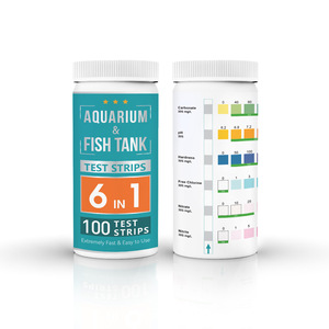 Tiras reactivas para acuarios, 6 en 1, 100 tiras, comprobador de calidad del agua para tanques de agua dulce y salada - Product Image 1