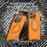 Étui de protection robuste et résistant aux chocs en TPU+PC avec support magnétique pour 17/16/15/14/13 Pro Max Plus, protection de l'appareil photo