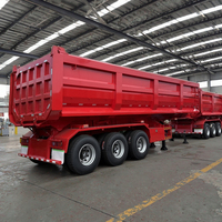 Camion à benne basculante en acier en forme de U de 30 mètres cubes 60/100 tonnes Semi-remorque à benne basculante arrière à 3 essieux pour le transport du charbon