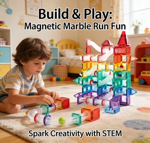 ชุดตัวต่อแม่เหล็ก 190 ชิ้น พร้อมรางลูกแก้วและตัวต่อขนาดเล็ก ชุดสร้างสรรค์ DIY เสริมทักษะ STEM - Product Image 6