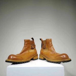 2026 Leather Thick-soled Men's <b>Boots</b> - Retro Weathered Washed Leather Mardi <b>Boots</b> - Unique Craftsmanship Shoes - Product Image 6