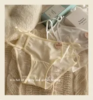 Culotte taille haute Tiansheng Delicate 7A en nylon antibactérien, entrejambe en soie glacée, maille transparente tricotée, style Pure Desire