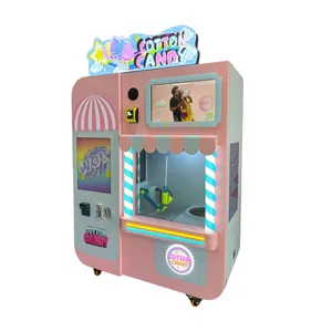 Industrial commercial cotton candy machine supplier automated candy floss vending machine customizable coin banknotes swipe card