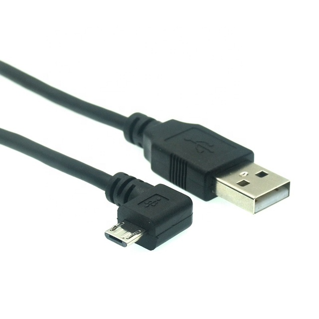 90 Degree Right Angle Braided PVC Jacket Micro USB Male to AWM 2725 3A Fast Charging Shielded USB Cable for Camera Computer Use