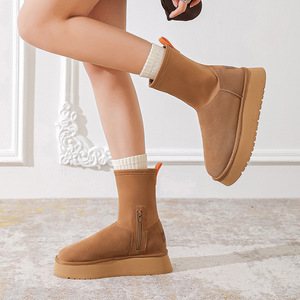 Botas de Nieve UGGSS para Mujer 2024, Botas de Nieve con <span class=keywords><strong>Plataforma</strong></span> y Forro de Piel de Oveja Genuina, Botas de Nieve Extensibles para Exteriores - Product Image 4