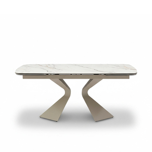 Light Luxury <strong>Save</strong> <strong>Space</strong> Retractable Metal Base Ceramic <strong>Dining</strong> <strong>Table</strong> Set 4 <strong>Chairs</strong> - Product Image 4