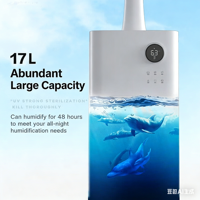 Humidificateur d'air ultrasonique intelligent 17L avec télécommande, aromathérapie, désinfection, électrique, en plastique imprimé 3D, silencieux, blanc, anglais