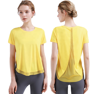 Summer Fashion Breathable Short-Sleeve Yoga Suit Top Breathable Cotton Running & Fitness T-Shirt for Women - Product Image 1