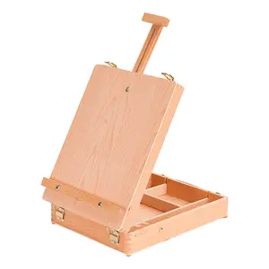 Arte fornitura di legno schizzo scatola cavalletto regolabile da tavolo scatola schizzo con compartimento di stoccaggio diviso per la pittura