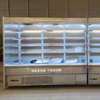 Vitrine réfrigérée commerciale en acier inoxydable à rideau d'air pour supermarché, boissons, fruits, légumes et brochettes chaudes