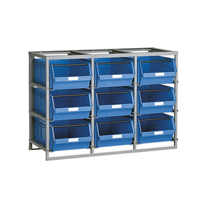 Étagère empilable Fami avec 9 emplacements pour conteneurs taille 5 gris foncé RAL7000 pour stockage - Product Image 1