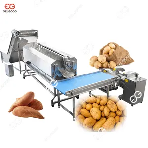 Industriële Borstel Zoete Aardappel Schilmachine Wassen Aardappel Huid Verwijdering Machine