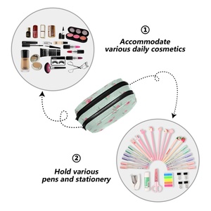 กล่องดินสอแบบพกพาสำหรับนักเรียน ทำจากโพลีเอสเตอร์ มีซิปสองช่อง สั่งทำโลโก้ได้ ขายส่ง - Product Image 4