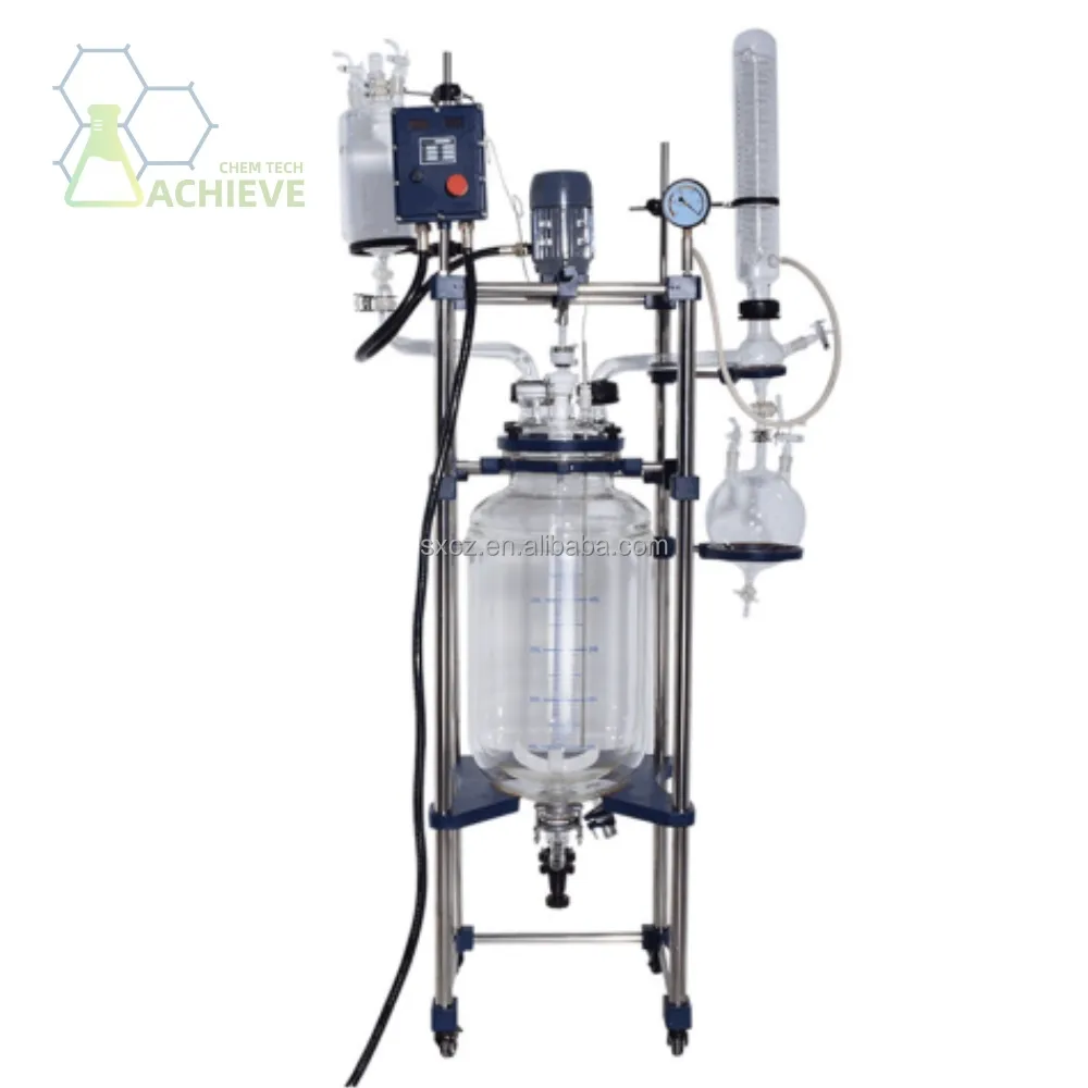 Chemical machinery equipment filtering jacketed glass reactor with plc laboratory equipments chemistry