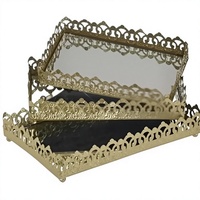 Ensemble de plateaux décoratifs rectangulaires en bronze, design vintage fait main, motif en filet