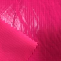 100% Nylon 20D 0.25mm Ribstop Double côtes tissu scintillant motif tissé de couleur vive pour les vestes d'hiver enduites de PU