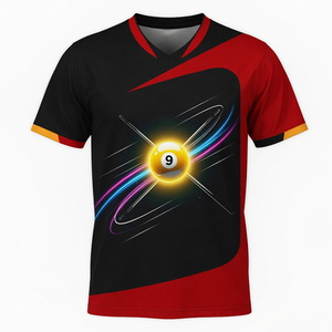 Camiseta Deportiva S.Q.F con Estampado 3D de Billar de 9 Bolas, Taco Cruzado Brillante en Negro y Rojo, Sublimación, Unisex, Verano, Informal, para Fiestas - Product Image 5