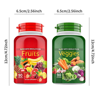 OEM ODM Ensemble de capsules de fruits et légumes, 90 capsules chacune, GMP HACCP FSSC 22000, Mélange d'aliments entiers, Saveur Taro et Matcha, Complément alimentaire