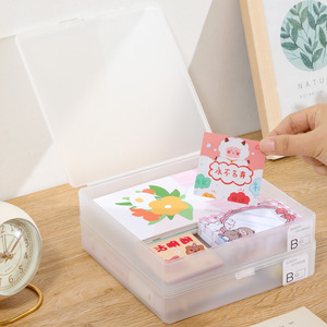 Plastic Desktop <b>Storage</b> <b>Box</b> Transparent Rectangle Covered <b>Small</b> Square Organizer For Office Desk Jewelry Card Holder - Product Image 2