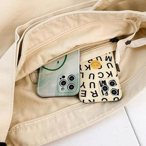 Women's <b>Medium</b> Canvas Tote <b>Handbag</b> Crossbody Hobo Shoulder Bag with PP Cartoon Design Zipper Closure 3 External Pockets - Product Image 4