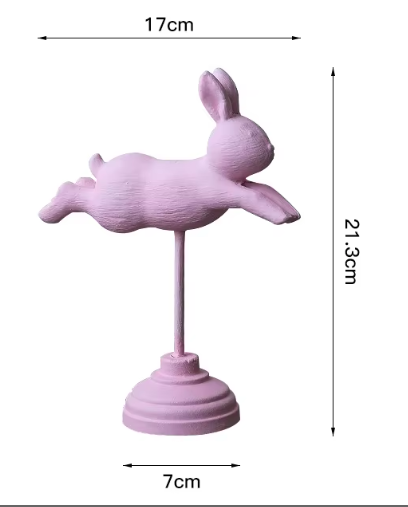 Figurine de lapin volant debout-fleur de cerisier rose