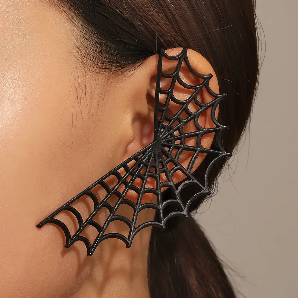 Zooying 2023 phóng đại đồ trang trí tai thiết kế sáng tạo nhện web hình dạng tai clip nhiều màu sắc Bông tai