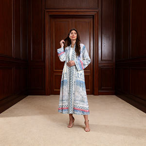 Abaya Elegante de Poliéster Premium con Pedrería Termoadhesiva para Mujeres Musulmanas, Vestido de Fiesta Personalizado al por Mayor - Product Image 3