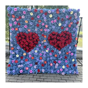 MYQ11 Blue Heart Shape Wedding Backdrop Shop Window Wedding Decoration Fakeflower Plant Wall Flower Wall
