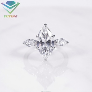 Anillo de Compromiso Clásico con Diamante CVD de Corte Marquesa de 2 Quilates Cultivado en Laboratorio con Baño de Oro de 18k para Mujer, Joyería Fina de Plata 925 - Product Image 1