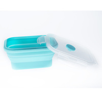 Bol alimentaire pliable en silicone de 350 ml avec couvercle en plastique, boîte de rangement pliable pour le déjeuner