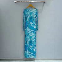 Nouvelle Arrivée 2026 – Robe Vintage Femme Imprimée Colorée Extensible à Col Montant, Manches Longues, Transparente, Taille Haute et Coupe Ajustée