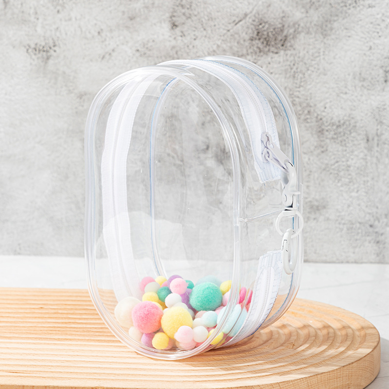 Large q round white key chain with ball