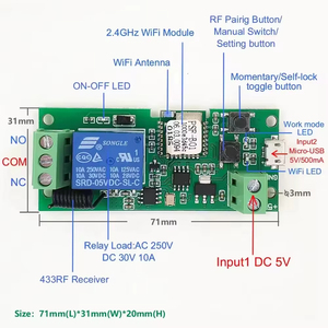 EweLink 1CH Wifi RF DC AC 7-32V 1 kênh thông minh động cơ chuyển đổi mô-đun 433Mhz điều khiển từ xa làm việc với Alex 10A relay tự khóa - Product Image 6