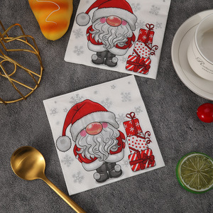 Santa Claus Cartoon Print Napkins 250mm Square Three-layer Paper Napkins For Christmas Parties - Product Image 1